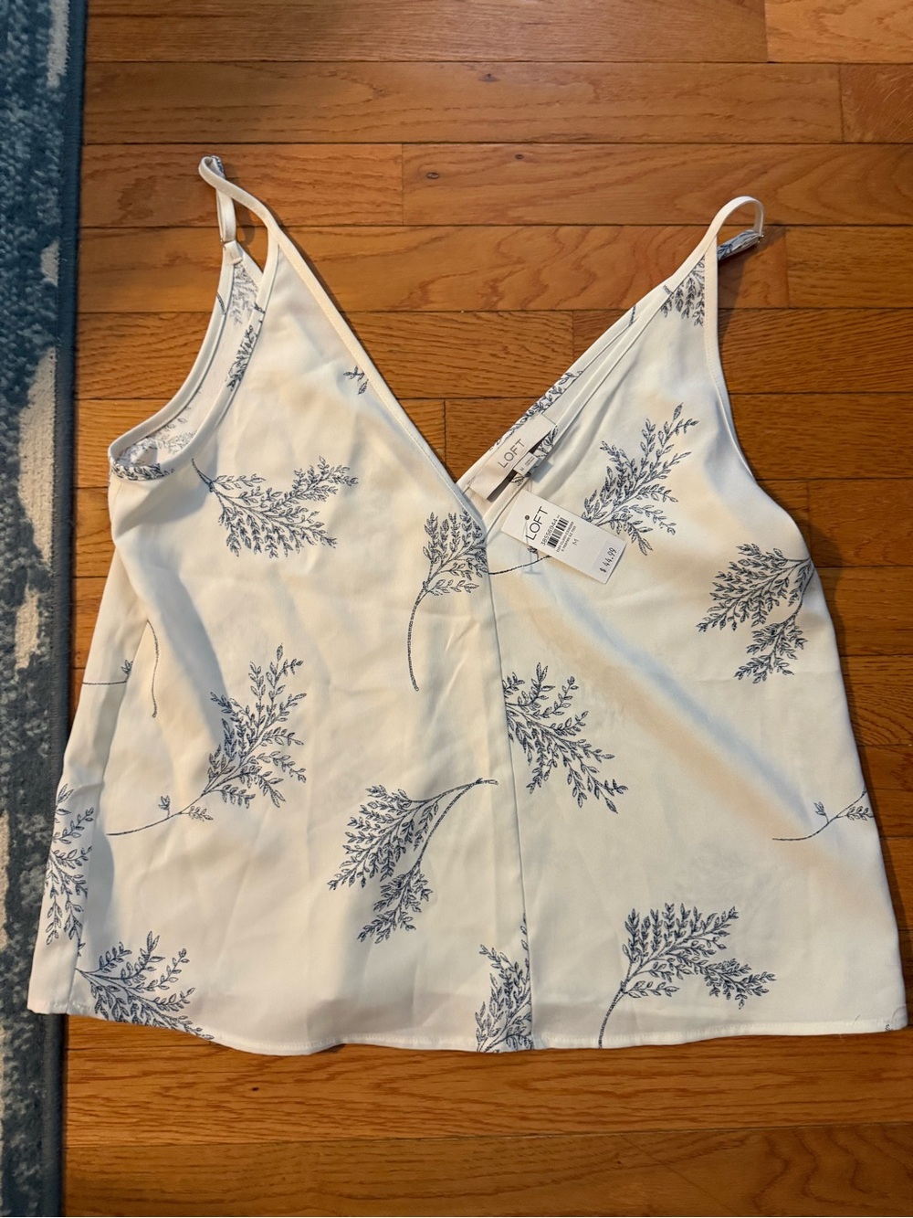 LOFT White Floral V-Neck Spaghetti Strap Camisole